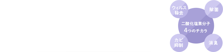 二酸化塩素分子4つのチカラ ウイルス除去 除菌 カビ抑制 消臭