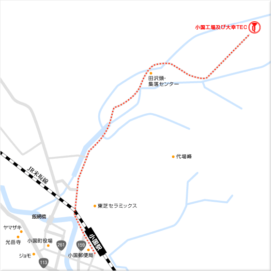 Map: Oguni Plant, Taiko TEC Co. Ltd. / Address:638-7, Ooazatazawatoujihirabayashi, Oguni-machi, Nishiokitama-gun, Yamagata Prefecture, Japan 999-1344