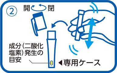 上下に数回強く振ってから、専用ケースに入れる。