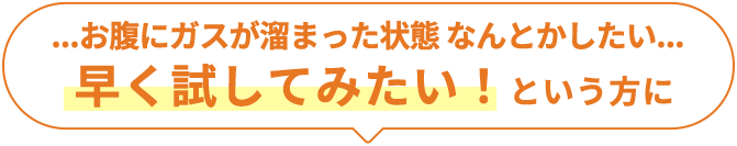 …お腹にガスが溜まった状態 なんとかしたい… 早く試してみたい！という方に